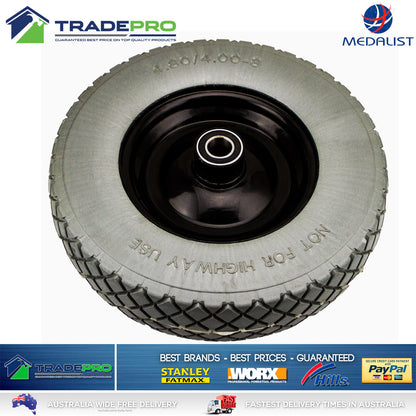 Wheelbarrow Wheel 16" x4" 90mm Wide Puncture Proof Barrow Trailer Tyre 25mm Bore