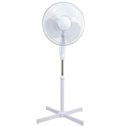 Pedestal Fan 40cm 16" White 3 Speed Adjust Height Oscillation & Tilt