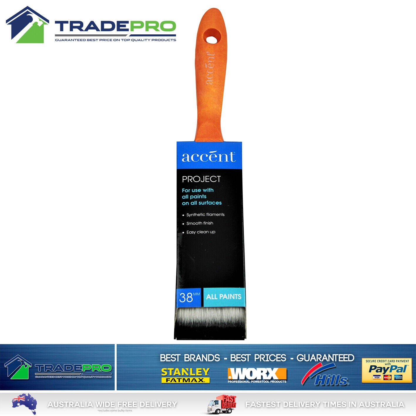 Brush Accent 38mm Quality PRO Paint Brush with Wood Handle Purdy Swan Style