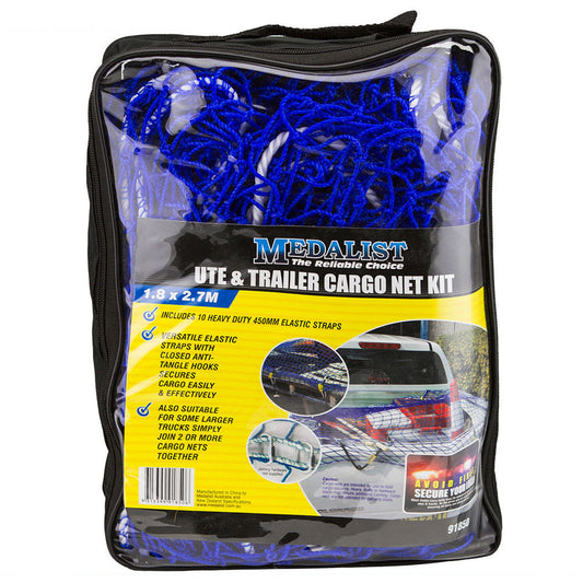 Cargo Net Ute Trailer Heavy Duty 1.8x2.7m Aust Legal with 10x H/Duty Tie Downs