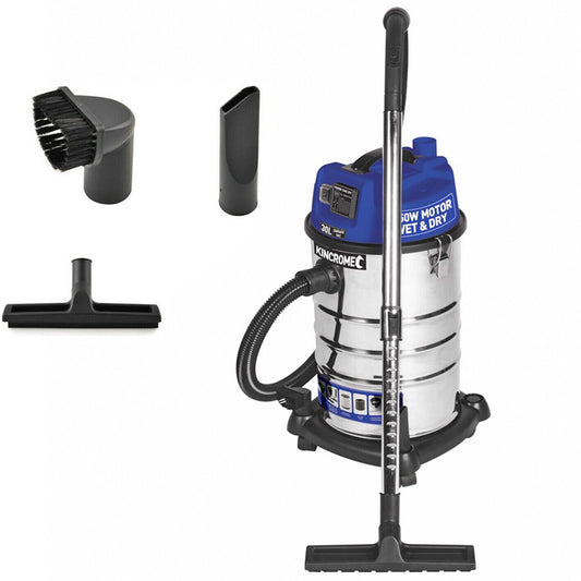 Kincrome Vacuum Cleaner Wet & Dry Commercial Work Shop 1250W Kit 30L PRO Vac