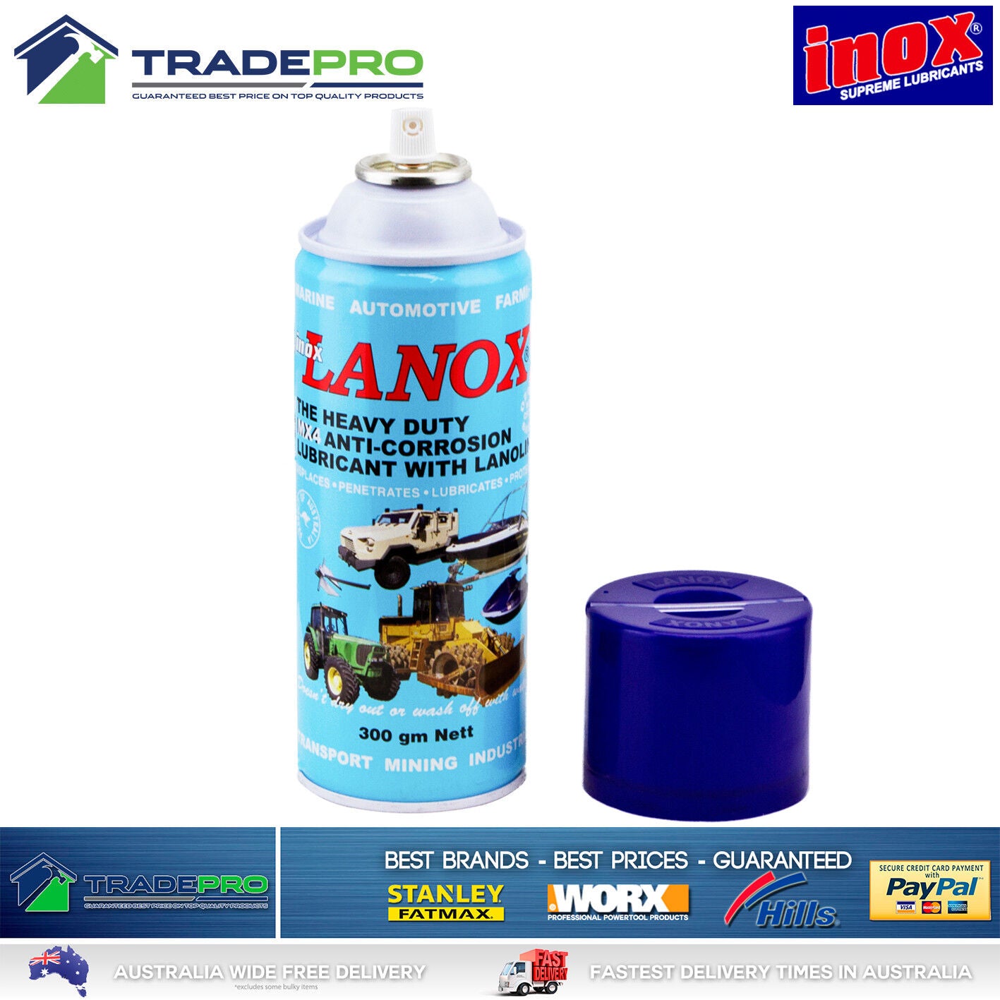 Inox Spray Genuine Lanox® MX4 300gm Anti corrosion lanolin lubricant Marine Auto