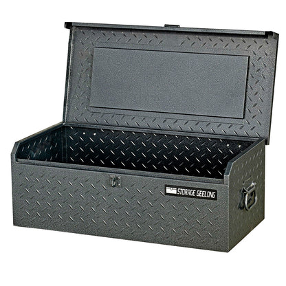 Toolbox Geelong® Trade Tool Box Chest 67cm Black Grey Steel Lockable Ute Storage