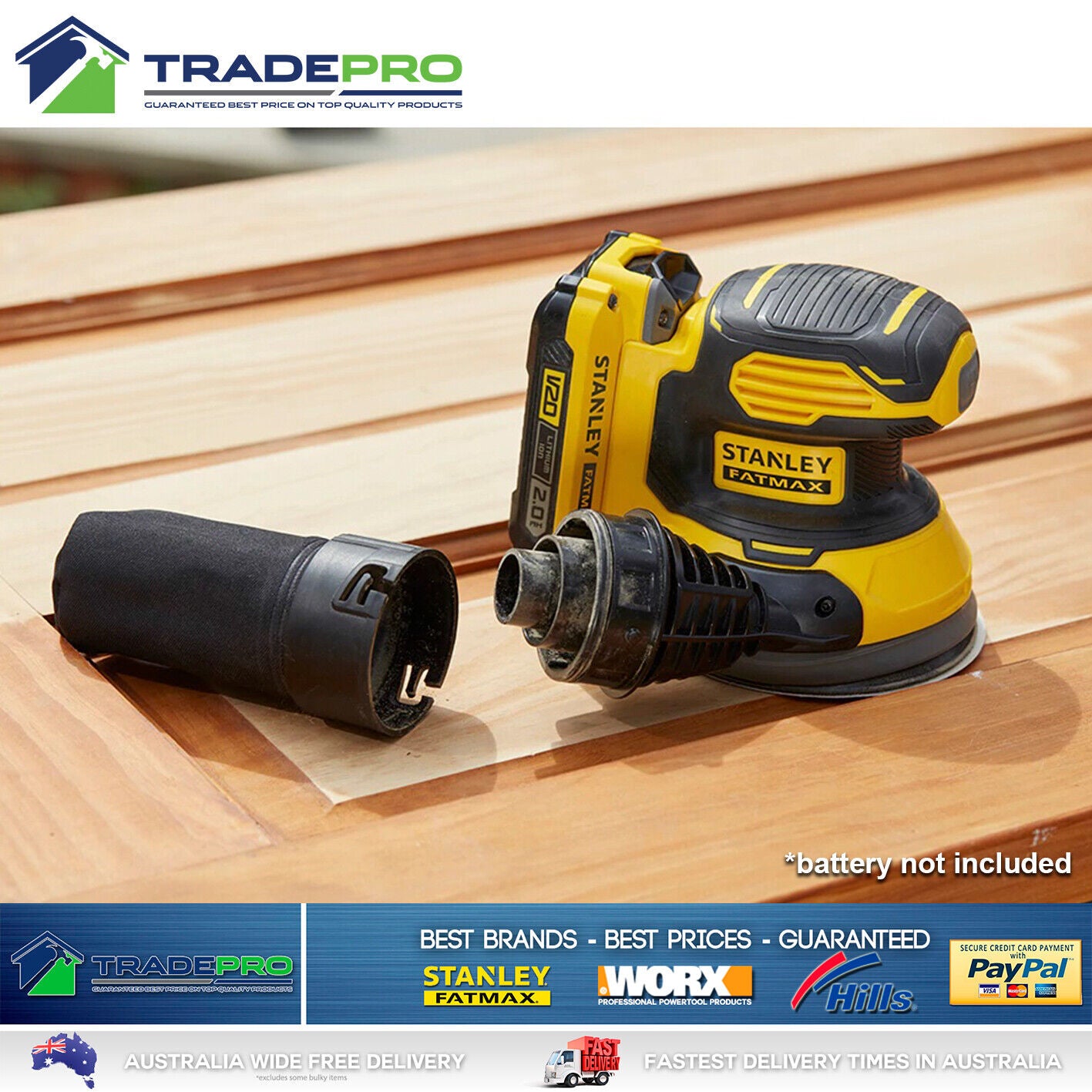 Stanley® Fatmax 18V Sander Random Orbital Wood Paint Metal with Dust Cartridge