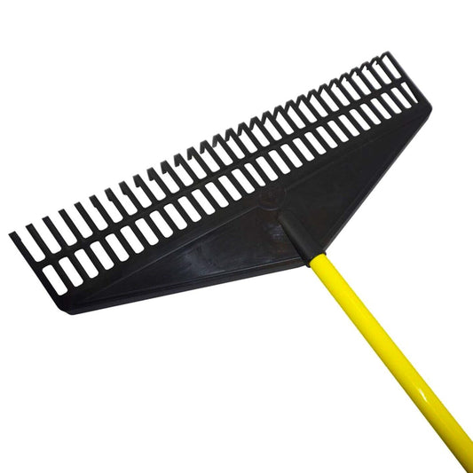 Garden Rake Leaf Grass 60cm Wide 24 Teeth & Steel Handle Soil Spreader Pickup