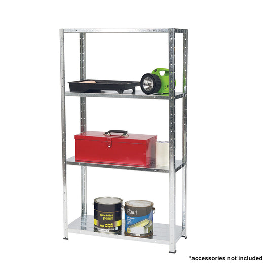 4 Shelf Metal Garage Shed Storage Unit Galvanised Steel 50kg Shelving Book Rack