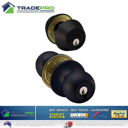 Door Lock Entrance Set Combo & Dead Bolt Kit in Black BuyRight® Knob Style