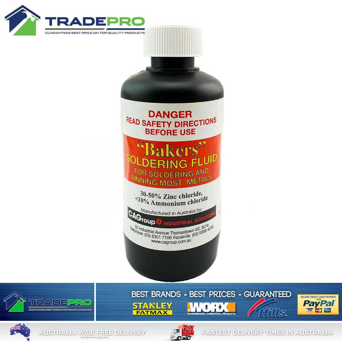 Bakers Soldering Fluid 250ml General Purpose Flux Welding Brazing Solder Tinning