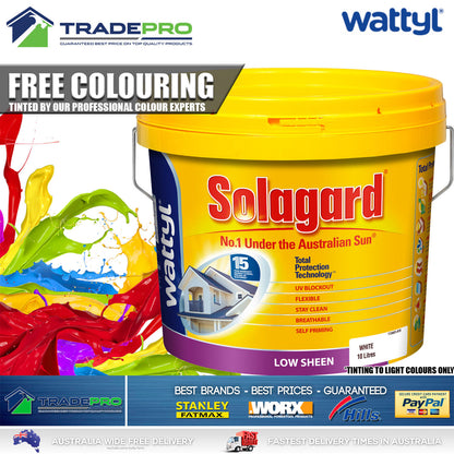 Paint White 10L Wattyl SOLAGARD® Low Sheen FREE TINTING INT & EXT Solar Guard