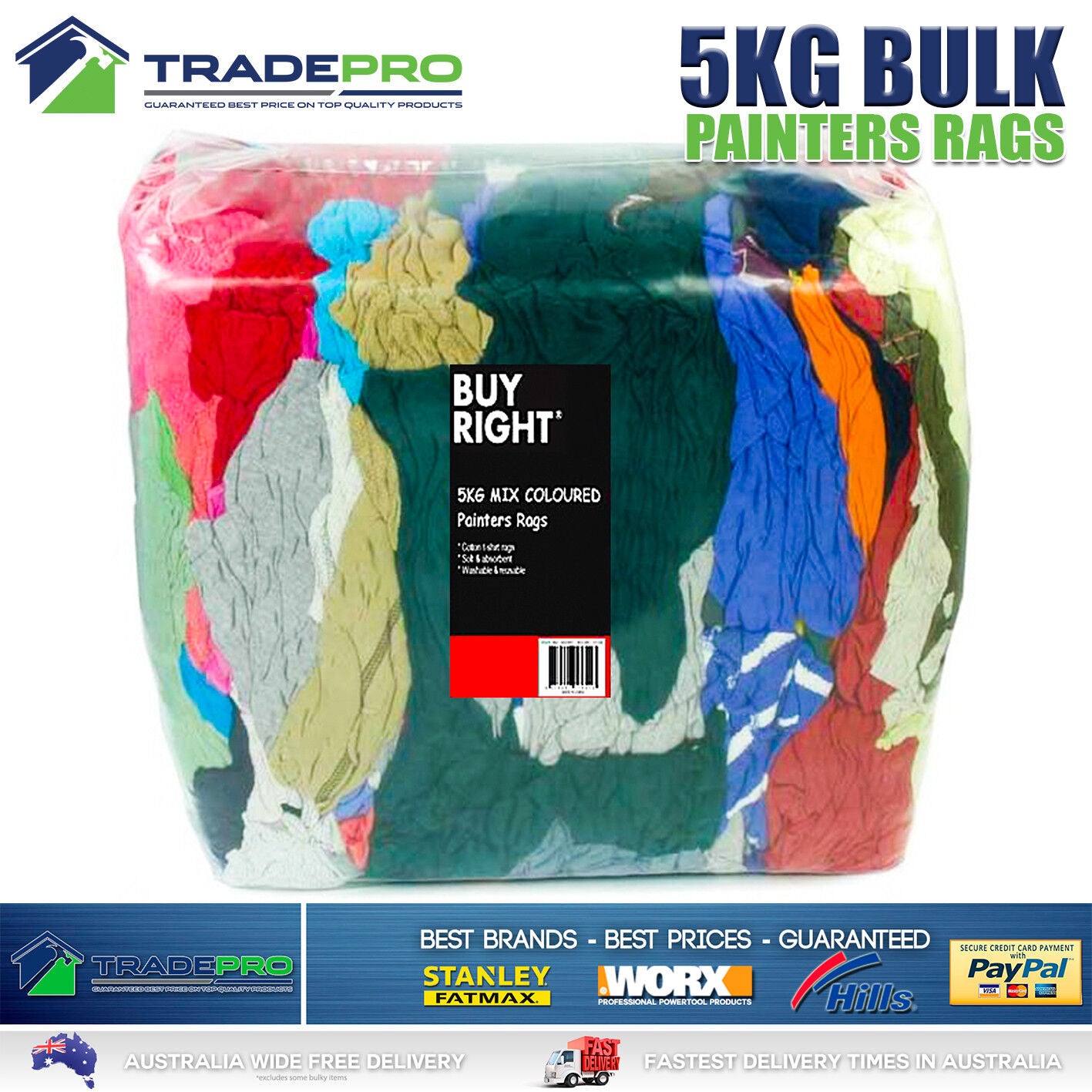 Bag of Rags Painters Cleaning Rags 5kg Bulk Pack Commercial Mechanics ...